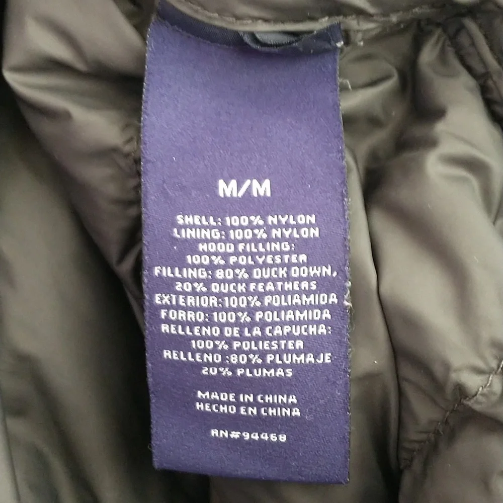 Nautica Puffer Jacket Mens M Black Outdoors Full Zip Quilted Hooded*READ